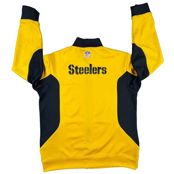 Pittsburgh Steelers Mens Nike NFL ONField Full Zip Track Jacket Size L Gold/Blk - Picture 2 of 10